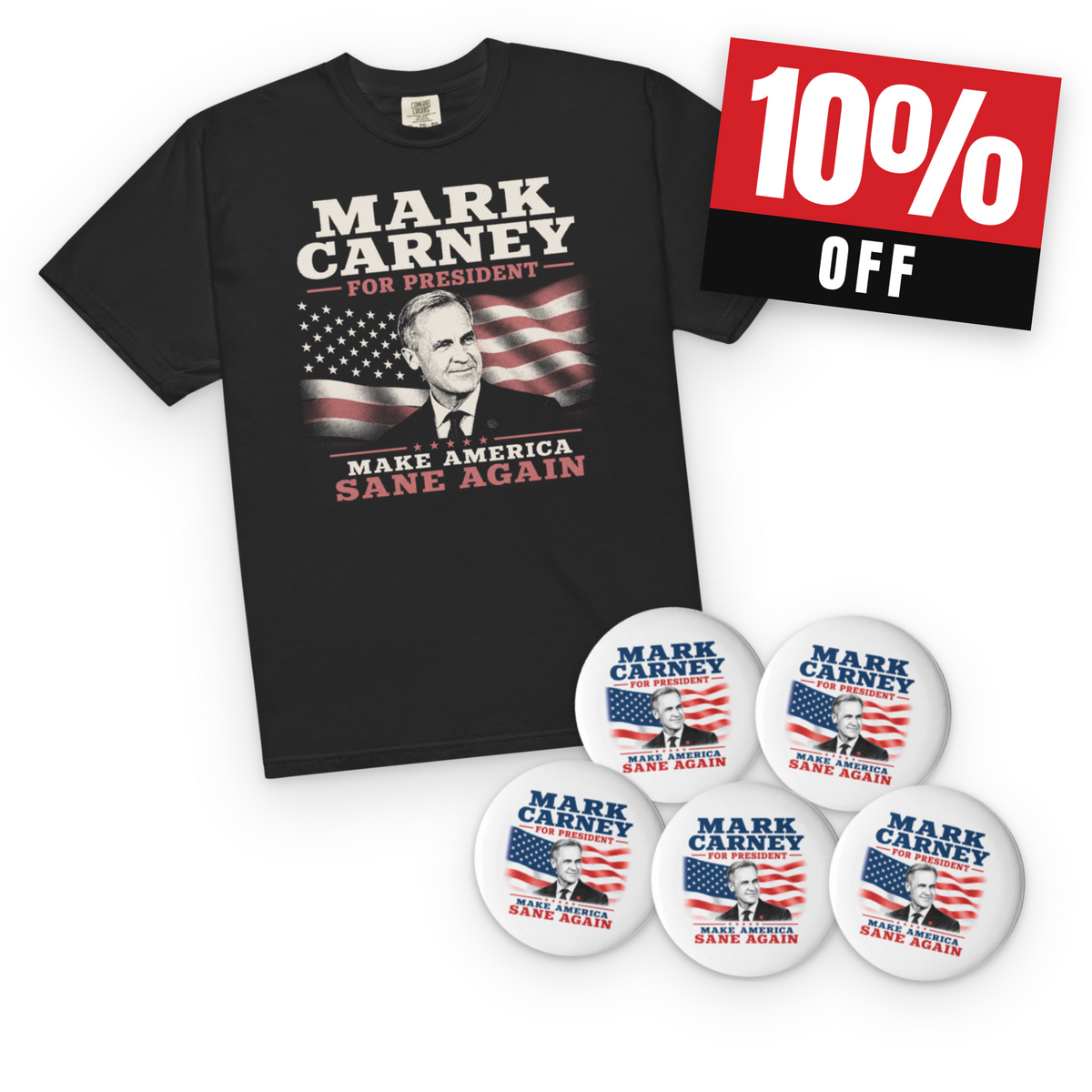 Carney For President Tshirt & Pin Bundle